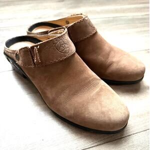 Ariat Western Sport Mule Clogs Slingback Brown Leather Slip On Shoes Size 9